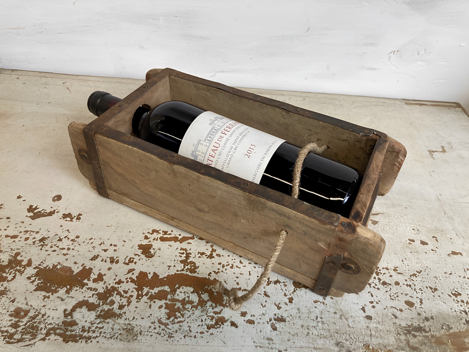 Ziegelform Holzbox Weinflaschen / Flaschenhalter Landhausstil 