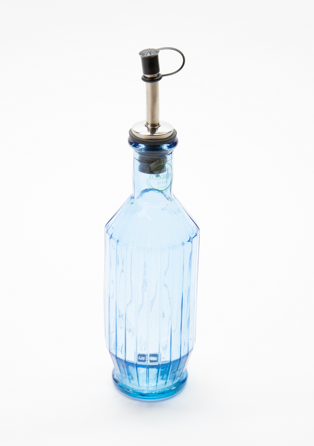 Ecogreen Flasche 300ml mit Ausgiesser Essig / Öl blau Streifen Decor