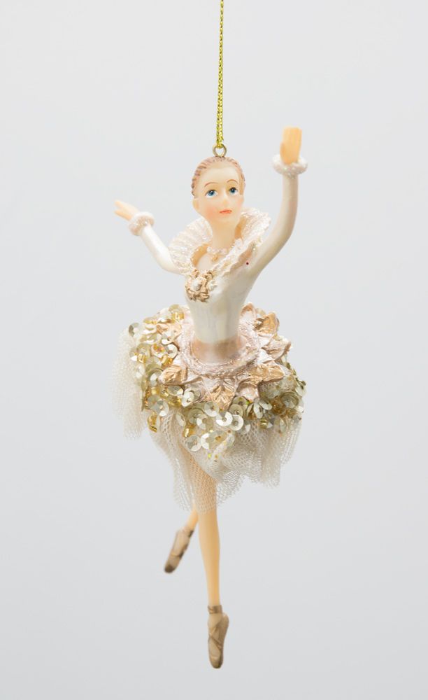 Ballerina creme/lila/grau Tänzerin Christbaumschmuck