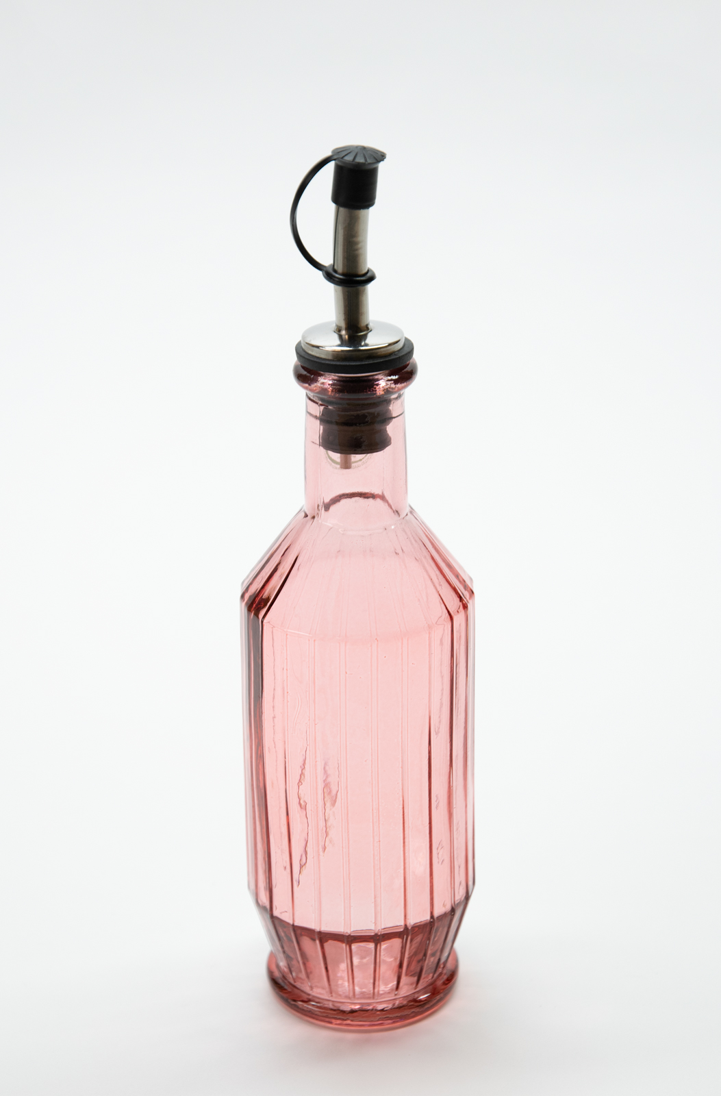 Flasche 300ml mit Ausgiesser Essig / Öl altrosa Streifen Decor