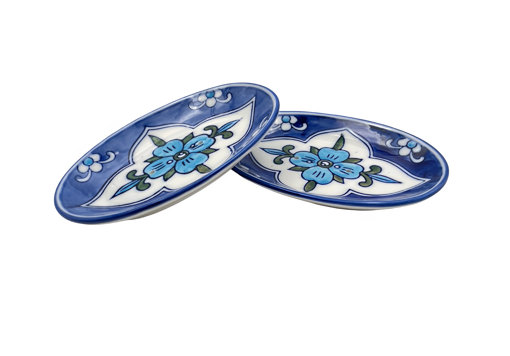 Seifenschale Blume oval Steingut glasiert