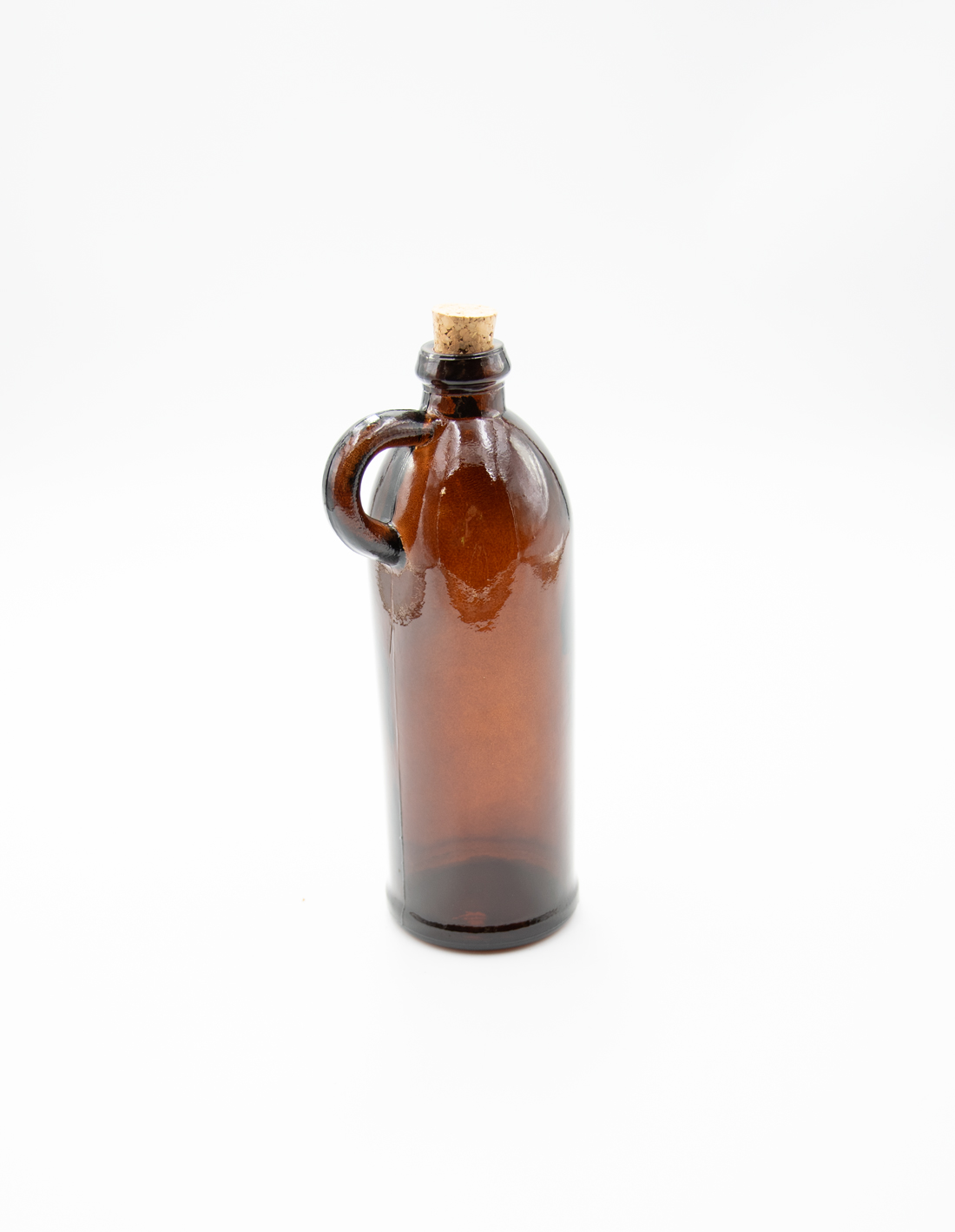 Glasflasche 600ml mit Korkverschluß & Henkel Essig / Öl braun Landhausstil
