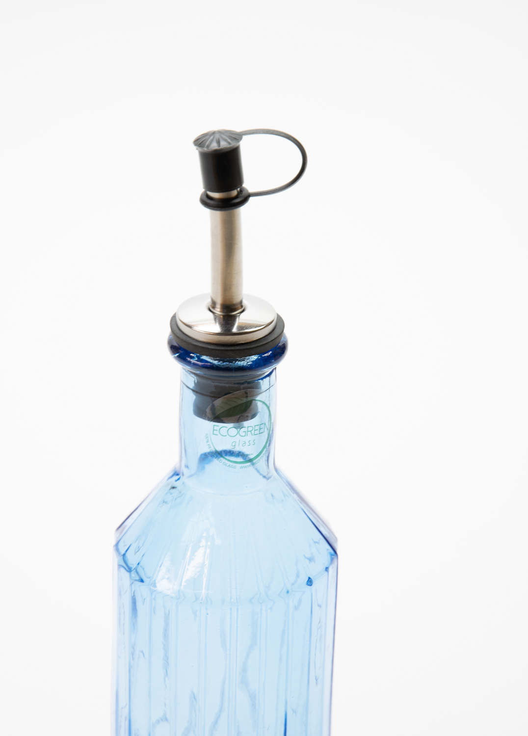 Ecogreen Flasche 300ml mit Ausgiesser Essig / Öl blau Streifen Decor